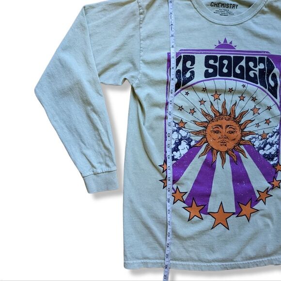 Chemistry‎ Le Soleil Long Sleeve green Cotton Tee women's sz M - Picture 4 of 9